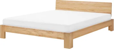 Obrázek produktu pro BELIANI Postel světle hnědé borovicové dřevo 180 x 200 cm s čelem lamelový rošt moderní skandinávský styl ložnice