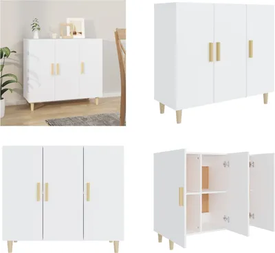 Image de vidaXL Sideboard Blanc 90x34x80 cm Bois composite - Sideboard - Sideboards - Armoire - Armoire de stockage