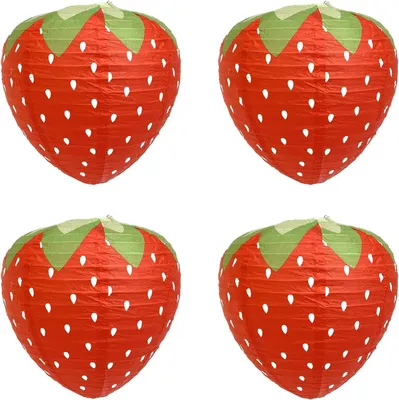 Immagine prodotto di 4 lanterne di carta a forma di fragola, 20 cm