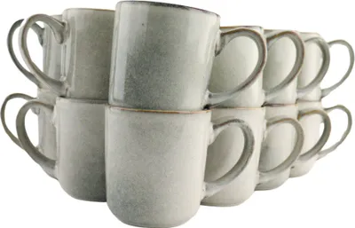 Produktbild von "OTIX Kaffeebecher mit Henkel 12er Set Große Teetasse 420ML Keramik BEECH"
