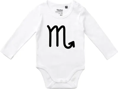 Produktbild von Huuraa Baby Body Skorpion Sternzeichen Zeichen 80 White  Baumwolle Fairtrade Langarmbody Geschenkidee