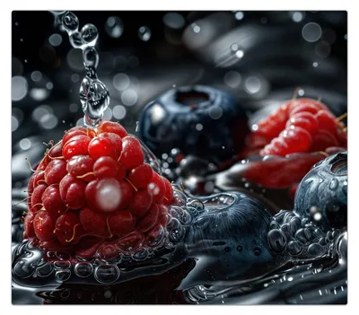 Produktbild von Spritzschutz Herdabdeckplatte Schneidebrett aus Glas Früchte im Wasser 1-Teilig (60x52cm)