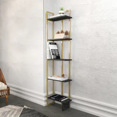 Produktbild von Skye Decor, Alice - Black, Gold, Bücherregale, Schwarz, 45,2 x 180 x 21,6 cm