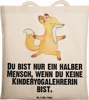 Produktbild von Mr. & Mrs. Panda Uni Tasche Kinderyogalehrerin Herz - Transparent - Geschenk, Einkaufstasche, Schultasche, Tragetasche, Tote Bag, Einkaufstüte