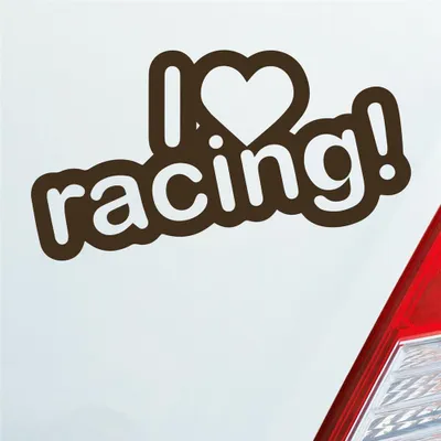 Produktbild von Auto Aufkleber I Love racing Tuning Lustig Spruch 15x8 cm Braun Sticker Heckscheibenaufkleber