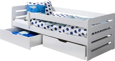 Produktbild von MIRJAN24 Jugendbett Perkoz 90, Kinderbett mit Bettschubladen, Stilvoll Doppelbett (Weiß / Weiß, Größe: 90x200)
