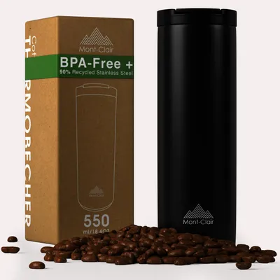 Isolierbecher 550 ml, auslaufsicher, 12 h warm, schwarz