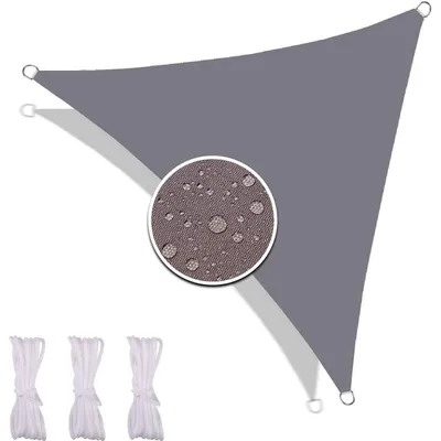 Image de Voile d'ombrage triangulaire, 6x6x6 mètres, tissu Oxford gris, imperméable