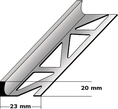Produktbild von Fliesenprofil "Renesse" Fliesenabschlussprofil / Trennschiene für Fliesenabschlüsse, Höhe: 2 - 30 mm, Breite: 23 mm, aus Aluminium-aluminiumfarbend-20 mm