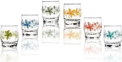 Produktbild von 6 Trinkgläser 250ml Blumen-Aufdruck Wassergläser Saftgläser Whiskygläser Gläser