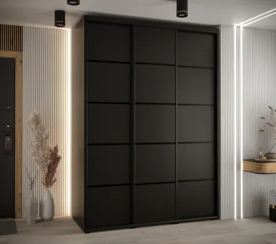 Produktbild von Kleiderschrank YVONA 4 - 170/60 cm, schwarz / schwarz