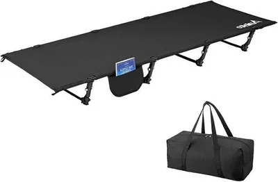 Productafbeelding van Klapbed Campingbed - Veldbed Opvouwbaar - Ontspannen Buiten - Extra Breed Ontwerp - 191x70x20 cm - Zwart