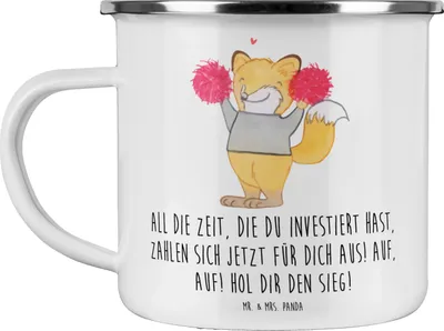 Produktbild von Mr. & Mrs. Panda Teetasse Sportliche Wettkämpfe Erfolg - Weiß - Geschenk, becher emaille, Disziplin, Teebecher, Sport, Zuversicht, Hindernislauf, Haferl, Pott, Trost