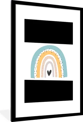 Produktbild von MuchoWow® Gerahmtes Poster Regenbogen - Mädchen - Jungen - Herz - Pastell 90x60 cm - Poster mit Schwarzem Bilderrahmen Wandposter Rahmen Foto Bilder - Wanddekoration - Fotos