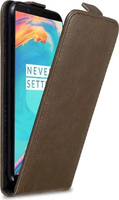 Produktbild von Cadorabo Hülle für OnePlus 5T Schutz Hülle in Braun Flip Etui Handyhülle Case Cover