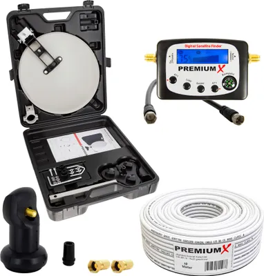 Produktbild von PremiumX Camping SAT Anlage Sat-Finder Single LNB 10m Kabel F-Stecker Koffer