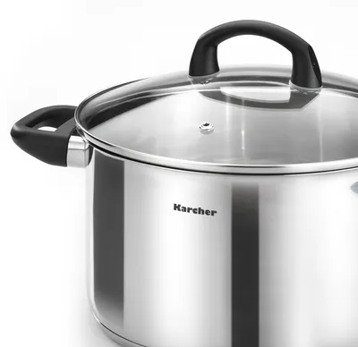 Produktbild von Karcher Topfset Mia aus Edelstahl, Induktion, Töpfe mit Glasdeckel / Pfanne / Stielkasserolle, 5-teilig