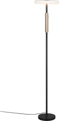 Obrázek produktu pro Stojací lampa moderní kávová s prvkem světla dřevo sklo bílé kulaté stínítko do obývacího pokoje ložnice 160 cm teplá barva LED 15W CELESTE Trio