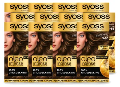 Obrázok produktu pre 12 ks farby na vlasy SYOSS Oleo Intense 5-86 – svetlohnedá – výhodný balík – 12 kusov