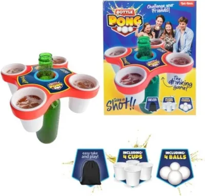 Produktbild von Toi-Toys Pong Hero Partyspiel mit 4 Bällen und Becher Geschicklichkeitsspiel Feier