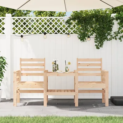 Produktbild von Design Möbel Gartenbank mit Tisch 2-Sitzer Massivholz Kiefer - 2024 Neu