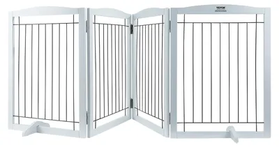 Obrázek produktu pro VEVOR Volně stojící branka pro psy, Brána pro domácí zvířata, 610 x 813 mm Bezpečnostní branka do dveří Čtyřdílná skládací branka pro psy pro široké a úzké průchody, Rozšiřitelná skládací zábrana pro psy, Bílá schodišťová branka