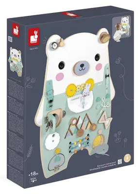 Produktbild von Janod Holz Aktivitätstafel Eisbär - Lernspielzeug Busyboard für Kleinkinder