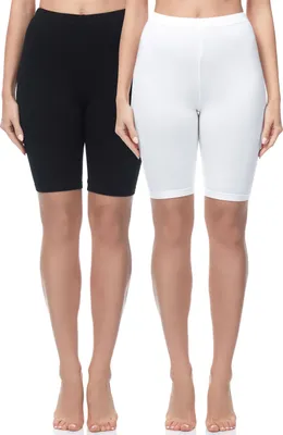 Produktbild von Merry Style Damen Kurze Leggings aus Baumwolle 2 Pack MS10-200 (Schwarz/Weiß(2Pack), S)
