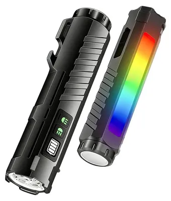 Produktbild von LED Taschenlampe 10000 Lumen wiederaufladbar – 7 Modi Dual-Schalter & Infrarot | Helle taktische Lampe für Camping Zuhause