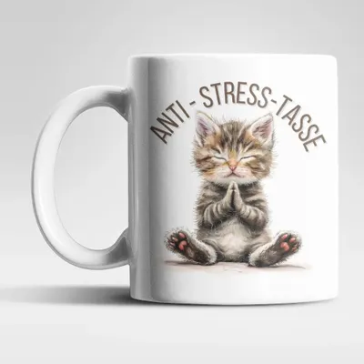 Produktbild von Anti Stress Baby Katze Kätzchen Kaffeetasse Teetasse Tasse Geschenkidee 325 ml – Braun