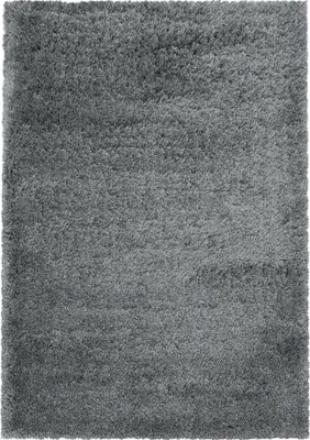 Image de Teppium tapis shaggy gris clair 80x150 cm à poils hauts moelleux et lavable, style élégant monochrome avec dos en jute naturelle adapté au chauffage au sol