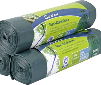 Produktbild von 1x5 Secolan Maxi-Abfallsäcke 240 l grün/schwarz