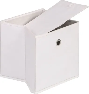 Produktbild von Stoffbox ELA 27x27cm Faltbox im 2er Pack - schöne Aufbewahrungsbox faltbar, einfacher Einschubkorb mit Griff in weiß