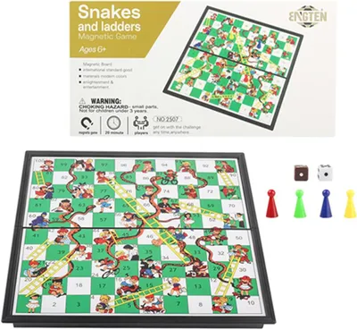 Produktbild von Ladder und Schlangenspiel mit Magnet, faltbar, kleines Brettspiel für Kinder, für unterwegs
