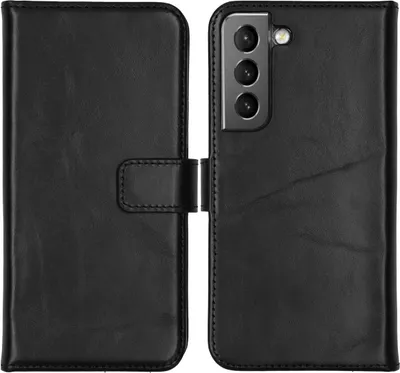 Produktbild von Selencia Klapphülle Echtleder Schwarz für Samsung Galaxy S22 mit 3 Kartenfächern