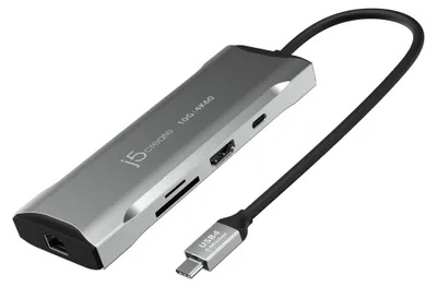 Produktbild von j5create JCD393-N 4K60 Elite USB-C® 10Gbps Mini Dock, Kabelgebunden, USB 3.2 Gen 1 (3.1 Gen 1) Type-C, 100 W, 10,100,1000 Mbit/s, Grau, Space Grey