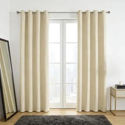 Productafbeelding van Verduisterende Gordijnen - Blackout Gordijn - Slaapkamer Verduisteren - Warmte en Kou Isolerend - 75 x 130 cm - Beige