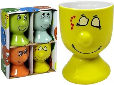 Produktbild von Eierbecher aus Keramik mit Gesichtern  4 er Set