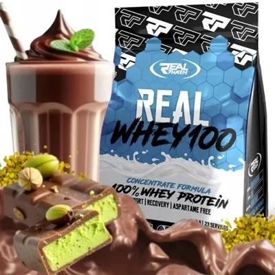 Produktbild von Real Pharm Molkenproteinkonzentrat WPC protein 2000g Eiweißpulver geschmack: DUBAI CHOCOLATE