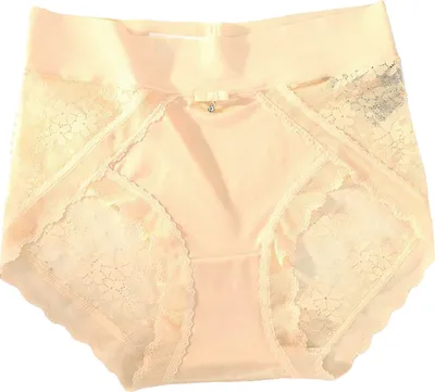 Produktbild von Damenhöschen, dünne Eisseide, Spitze, hohe Taille, Bauchkontrolle, nahtlos, einfarbig, gute Atmungsaktivität, Damenunterhose, weibliche Alltagsunterwäsche