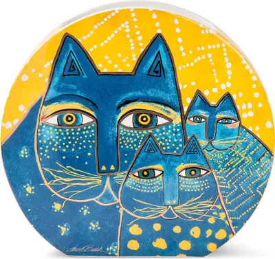 Produktbild von Gilde Vase, "Fantastic Felines", Keramik, blau, gelb, weiß, VE 1, L. 7 cm, B. 27 cm, H. 25 cm  81365