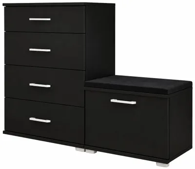 Produktbild von Schuhschrank Set mit Sitzbank Schwarz, 85x110x35 cm, Garderobe