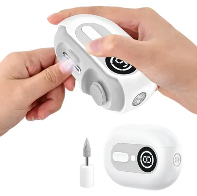 Produktbild von Focenat 4 in 1 Elektrischer Nagelknipser,Nagelknipser elektrisch,Elektrische nagelknipser,Nagelschneider elektrisch,Elektrischer nagelschneider,mit LED-Licht,2 Schleifköpfe,für Baby,Erwachsene