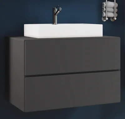Produktbild von VCM 2-tlg. Waschplatz Waschtisch | Waschbecken Unterschrank Breite 80 cm | Badmöbel Set mit Schubladen | Lendas