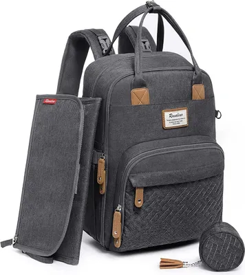 Produktbild von RUVALINO Mochila para Pañales, Bolso Cambiador Bebé con Esterilla Portátil, Portachupetes y Correas