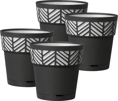 Produktbild von Set: 4 x Pflanztöpfe "ORFEO" S mit integrierten Wasserspeicher, Maße: 15x15 cm, Farbe: Anthrazit