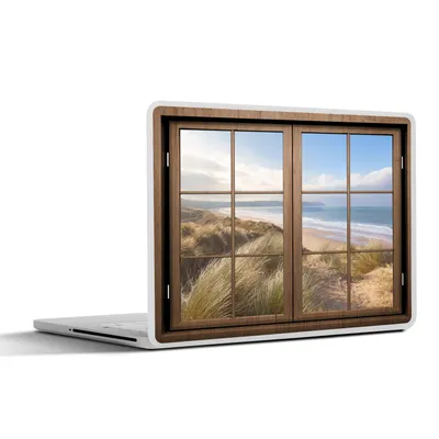 Produktbild von MuchoWow® Laptop Aufkleber Sticker Cover Durchblick - Strand - Holz 40x30 cm - Laptop Dekoration - Selbstklebend