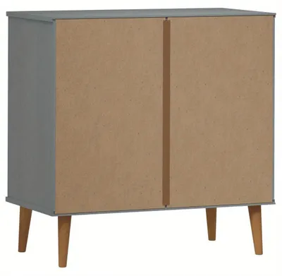 Image de Armoire de rangement pour vêtements - en bois massif de pin - finition grise - dimensions : 80 x 40 x 80 cm
