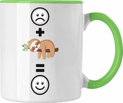Produktbild von Trendation - Faultier Tasse Geschenk für Faultier Liebhaber  :( + Faultier = :) Lustige Geschenkidee Geburtstag (Grün)