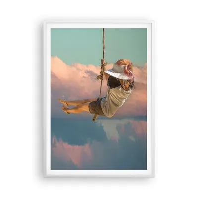 Produktbild von Gerahmtes Poster - Weißer Rahmen - Schaukeln Seil Himmel - 70x100 cm - Wand Bild - Wanddeko - Wandbilder - Kunstposter - Wandposter - Bilderrahmen - Bilder - Kunstdruck - Wandbild - P2WPA70x100-4259